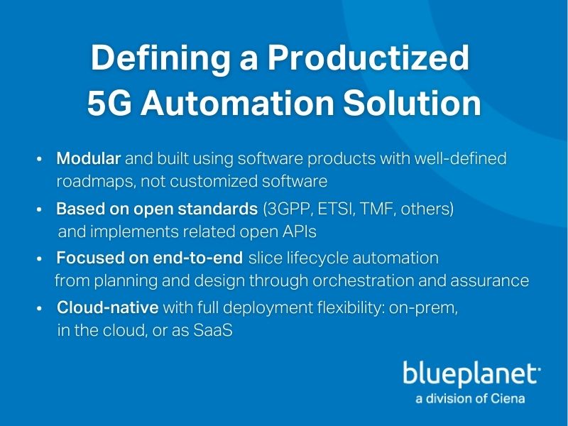 Defining a Productized 5G Automation Solution